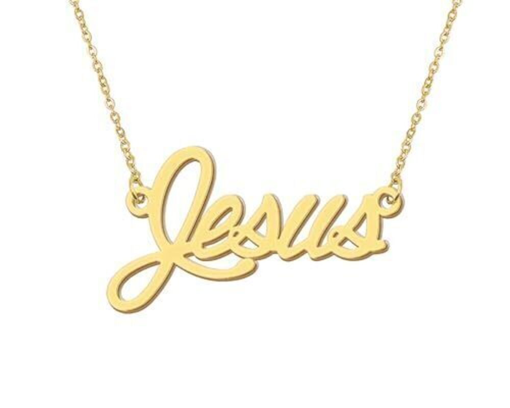 6079 18k Gold Plated Jesus Name Necklace Initial Message Word Jewelry